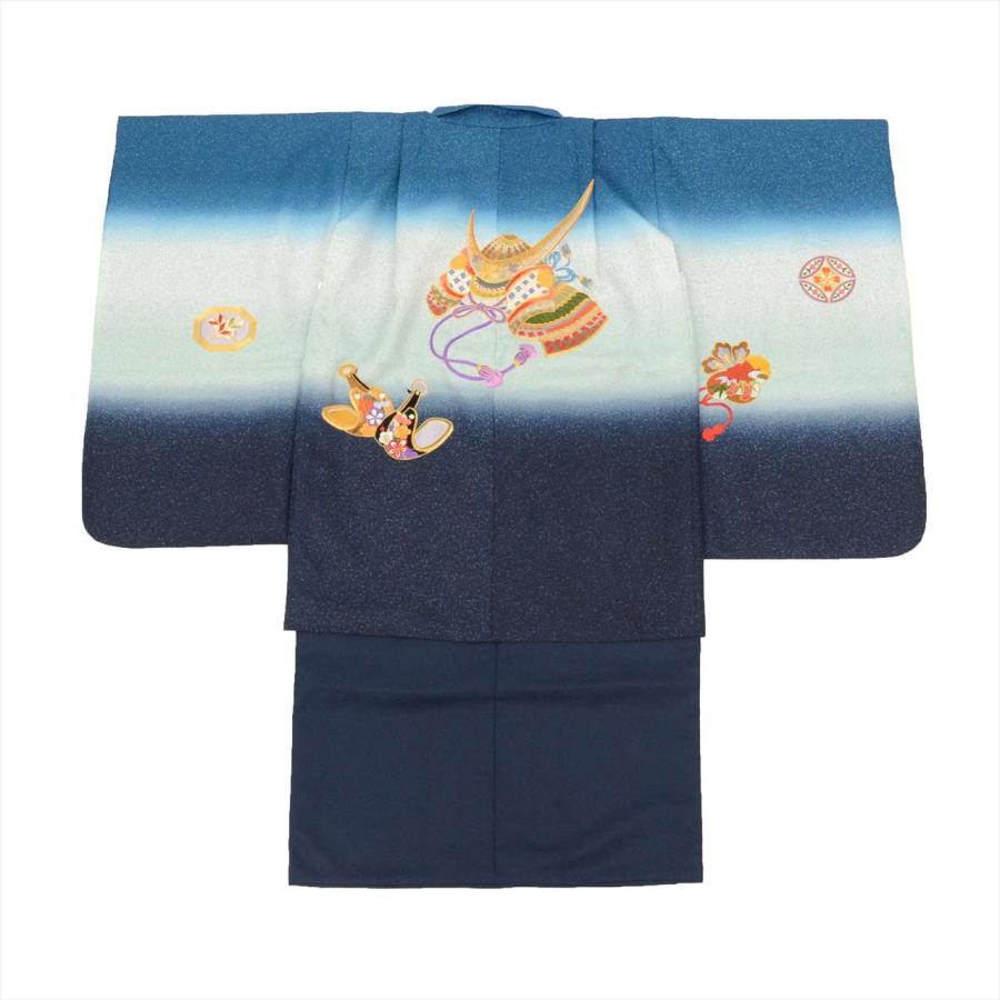 七五三 男の子 5歳 2点セット 化繊 着物 羽織 美品 仕立て上がり 身丈