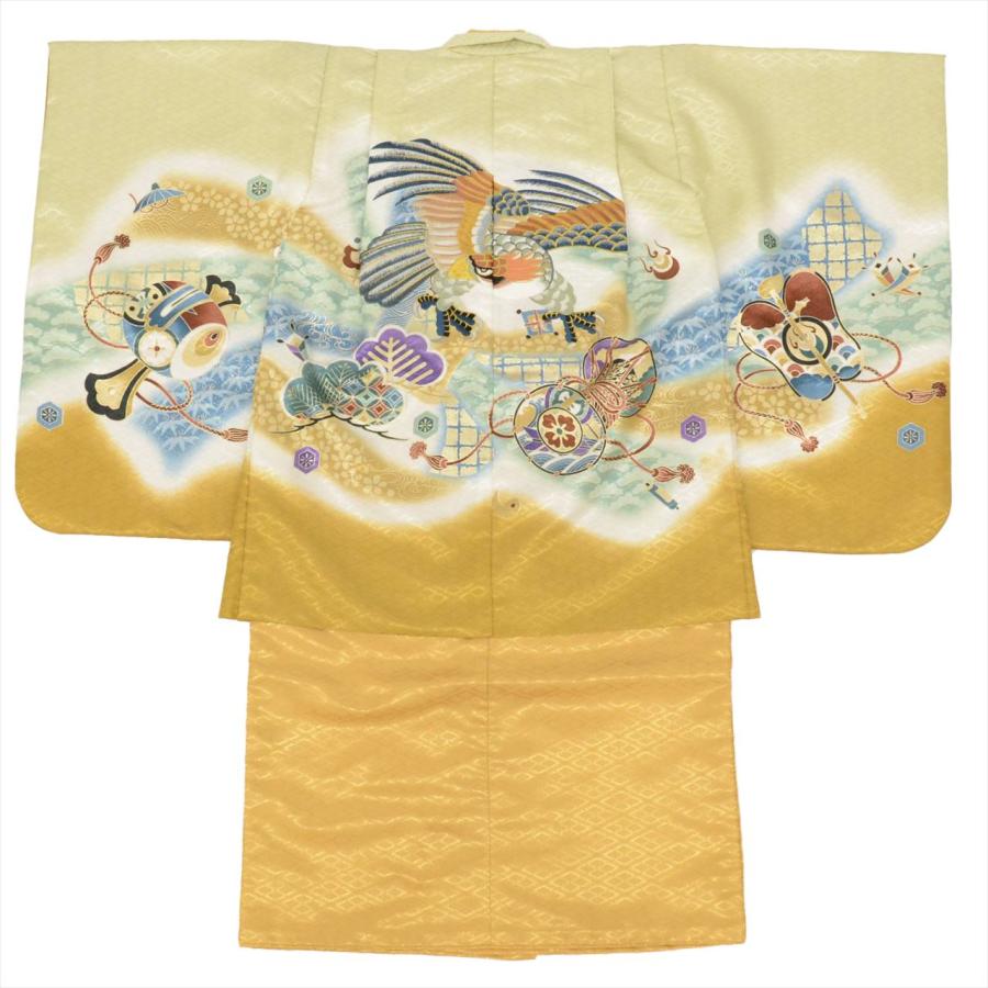 リサイクル着物 七五三 男の子 5歳 2点セット 化繊 着物 羽織 美