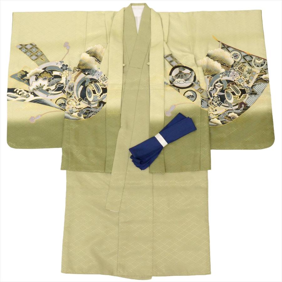七五三 男の子 5歳 2点セット 化繊 着物 羽織 美品 仕立て上がり