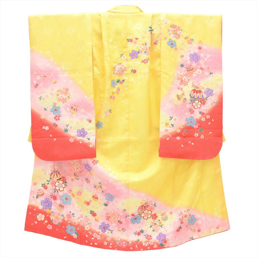 七五三 女の子 7歳 3点セット 化繊 着物 帯 長襦袢 重ね衿付き 美品