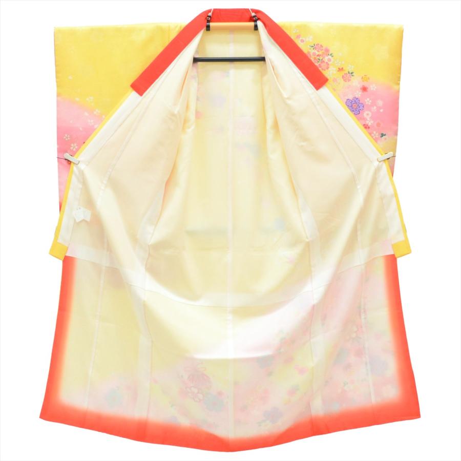 七五三 女の子 7歳 3点セット 化繊 着物 帯 長襦袢 重ね衿付き 美品