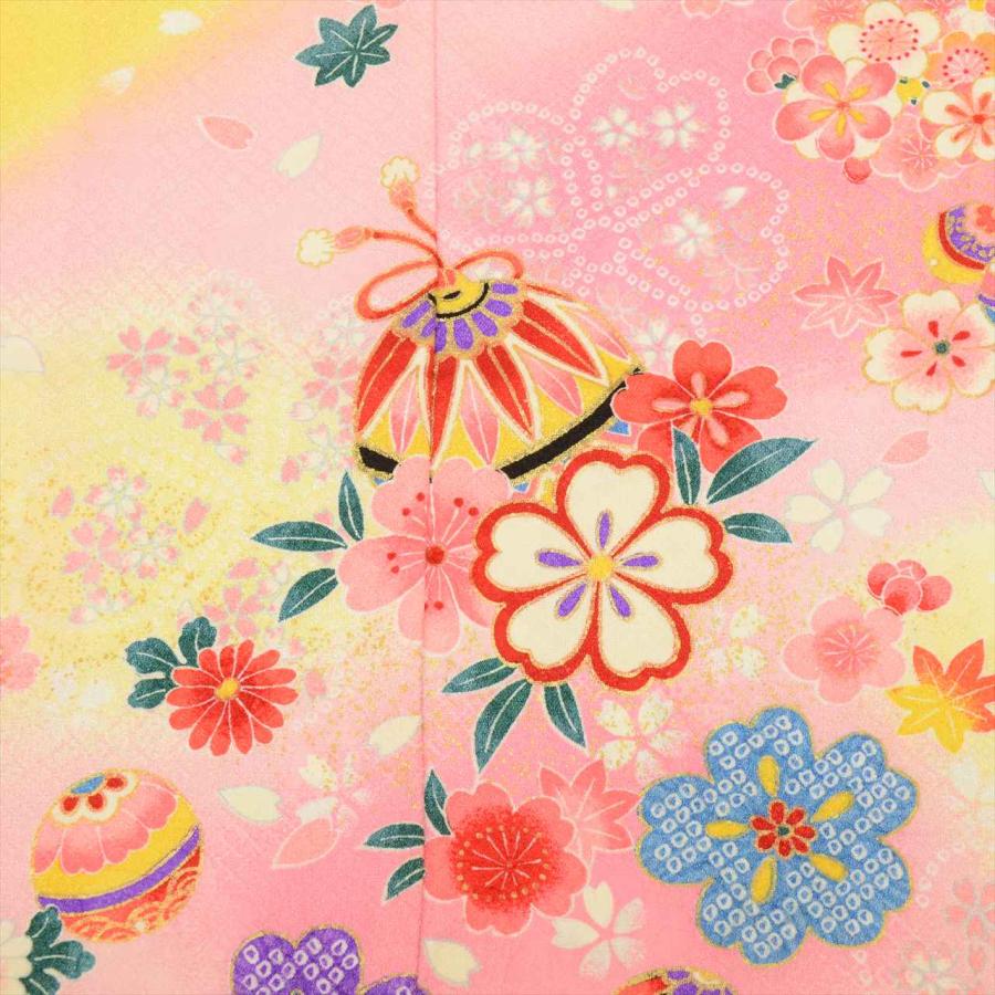 七五三 女の子 7歳 3点セット 化繊 着物 帯 長襦袢 重ね衿付き 美品