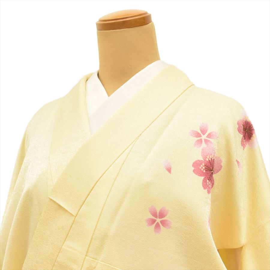 二尺袖 化繊 美品 小振袖 身丈166cm LL 裄66.5cm 黄色系 桜文様 袴