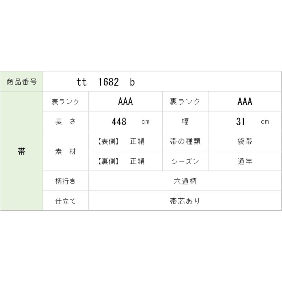 袋帯 正絹 美品 仕立て上がり リサイクル帯 黒色系 七宝文様 振袖用 六 