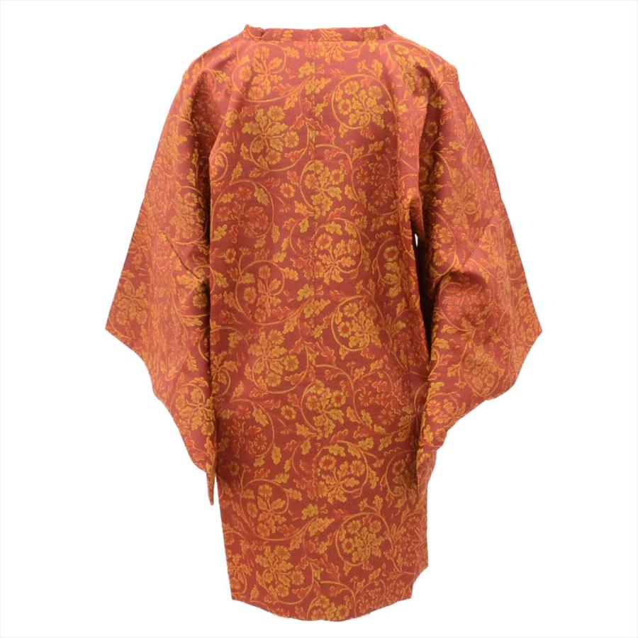 道行コート 正絹 身丈84.3cm 裄63cm 茶色系 植物文様 リサイクル着物