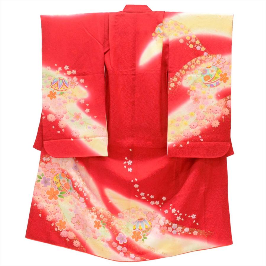 七五三 正絹絞り四つ身着物 絞り 刺繍 長襦袢セット 7歳用 七五三着物