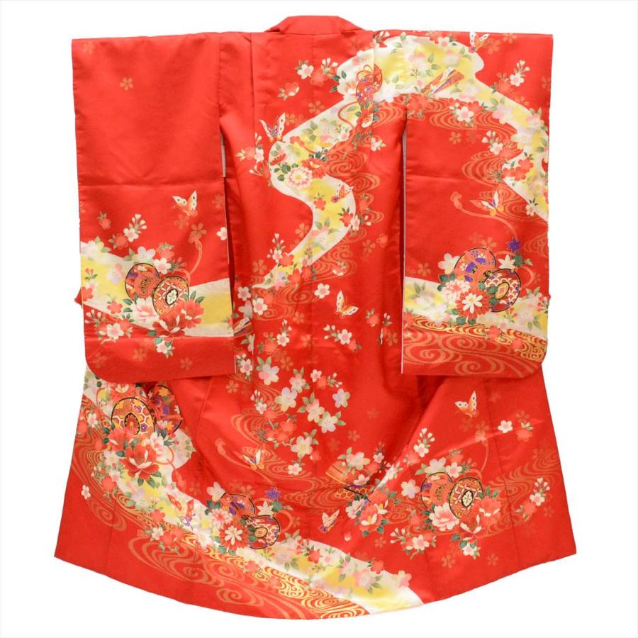 正絹 七歳 祝い帯 七五三 橙色 花柄 仕立て上り 女の子 【公式通販】
