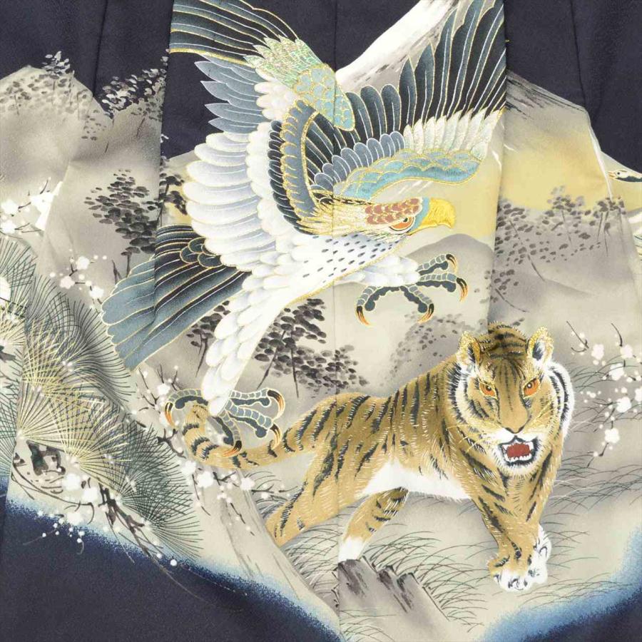 七五三 男の子 5歳 4点セット 化繊 着物 羽織 袴 長襦袢 腰紐