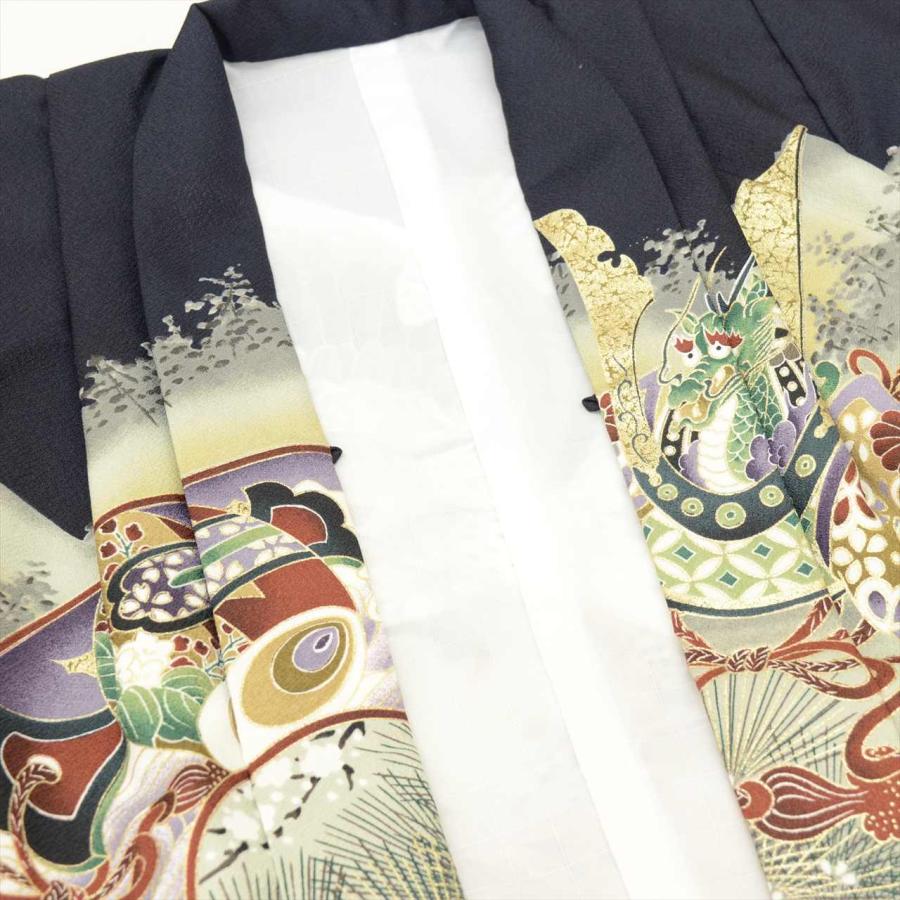 七五三　5歳　男の子　美品 七五三 男の子 5歳 7歳 金刺繍紋入り 羽織+着物アンサンブル