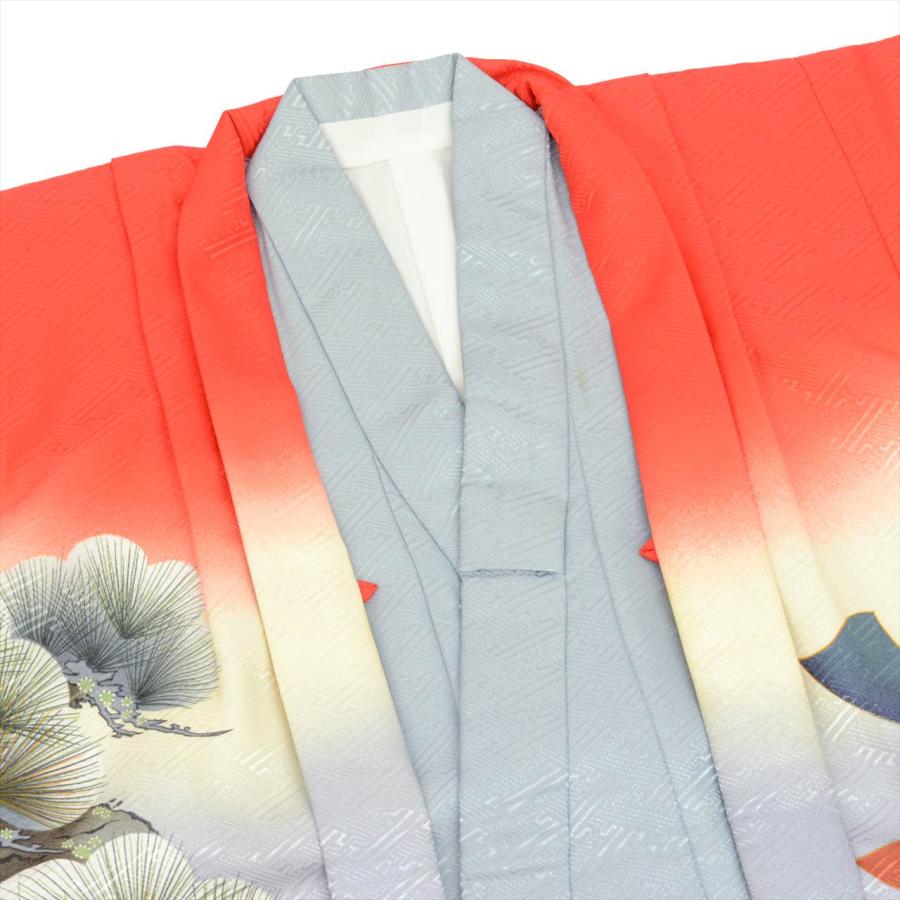 七五三 男の子 5歳 2点セット 化繊 着物 羽織 仕立て上がり 身丈90cm