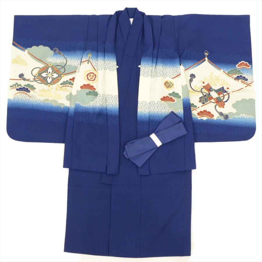七五三 男の子 5歳 2点セット 化繊 着物 羽織 美品 仕立て上がり