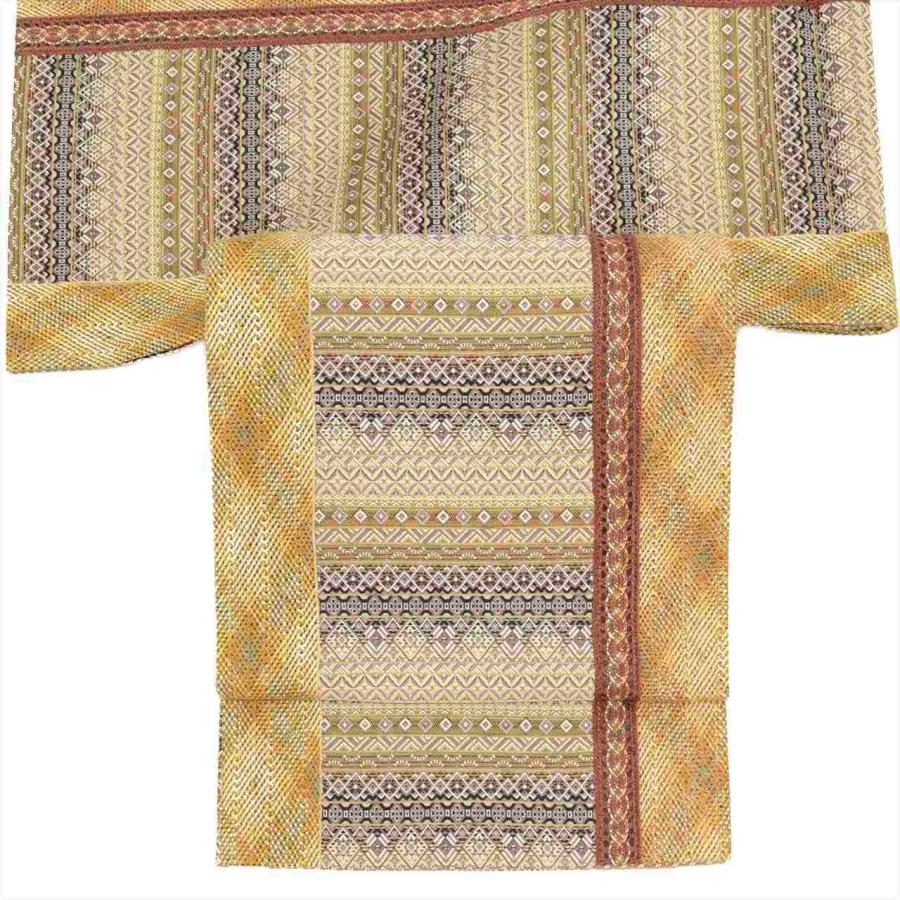袋帯 正絹 仕立て上がり リサイクル帯 美品 茶色系 菱文様 変わり織 全 
