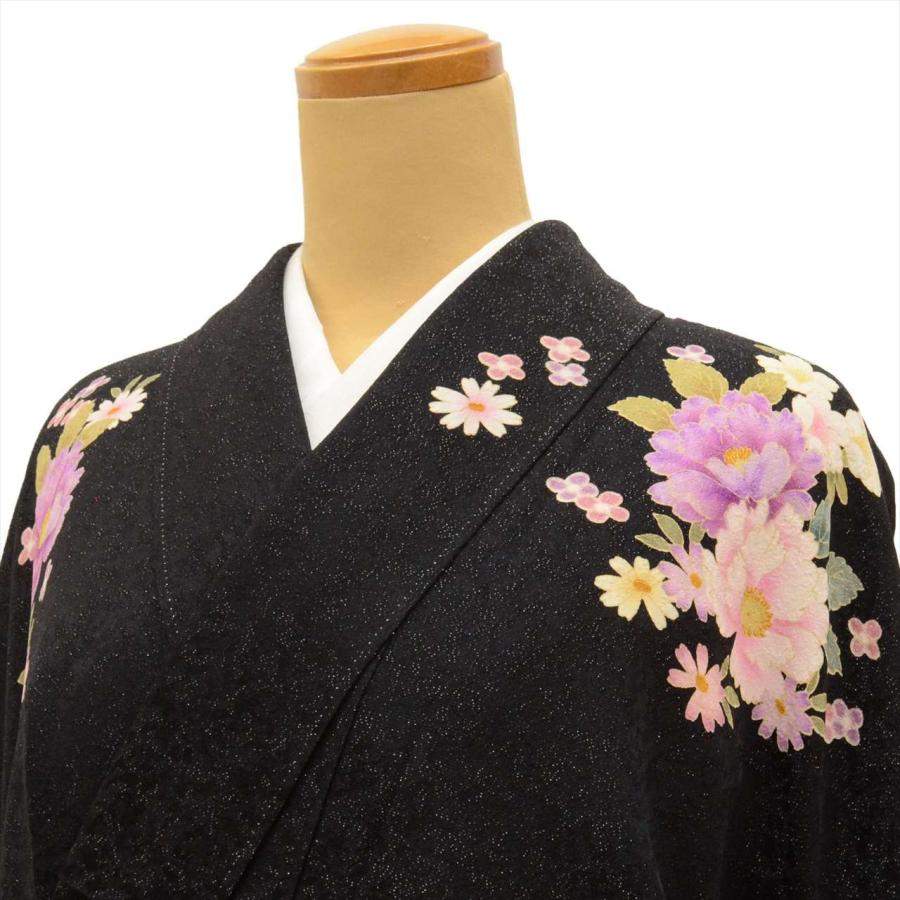 美品 本振袖 水色 金彩加工 枝花 身丈172.5cm トールサイズ フォーマル