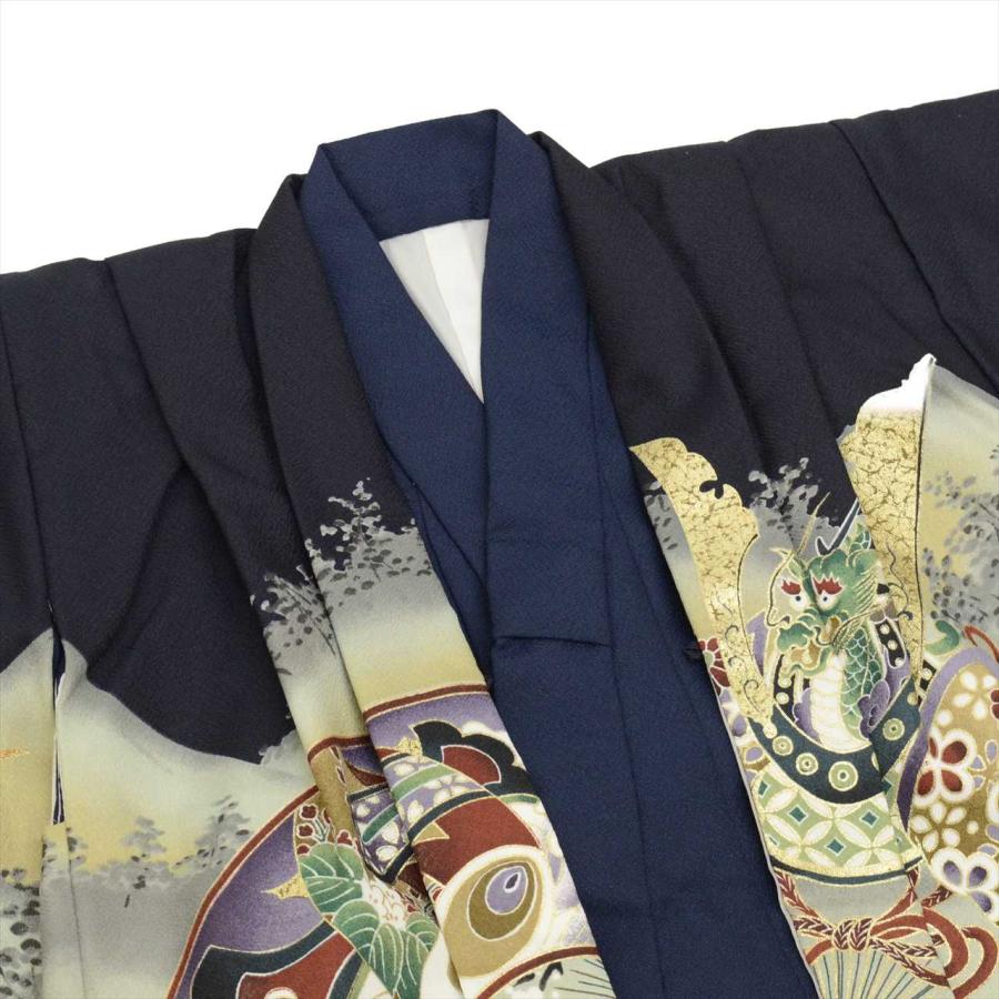 七五三 男の子 5歳 2点セット 化繊 着物 羽織 美品 仕立て上がり