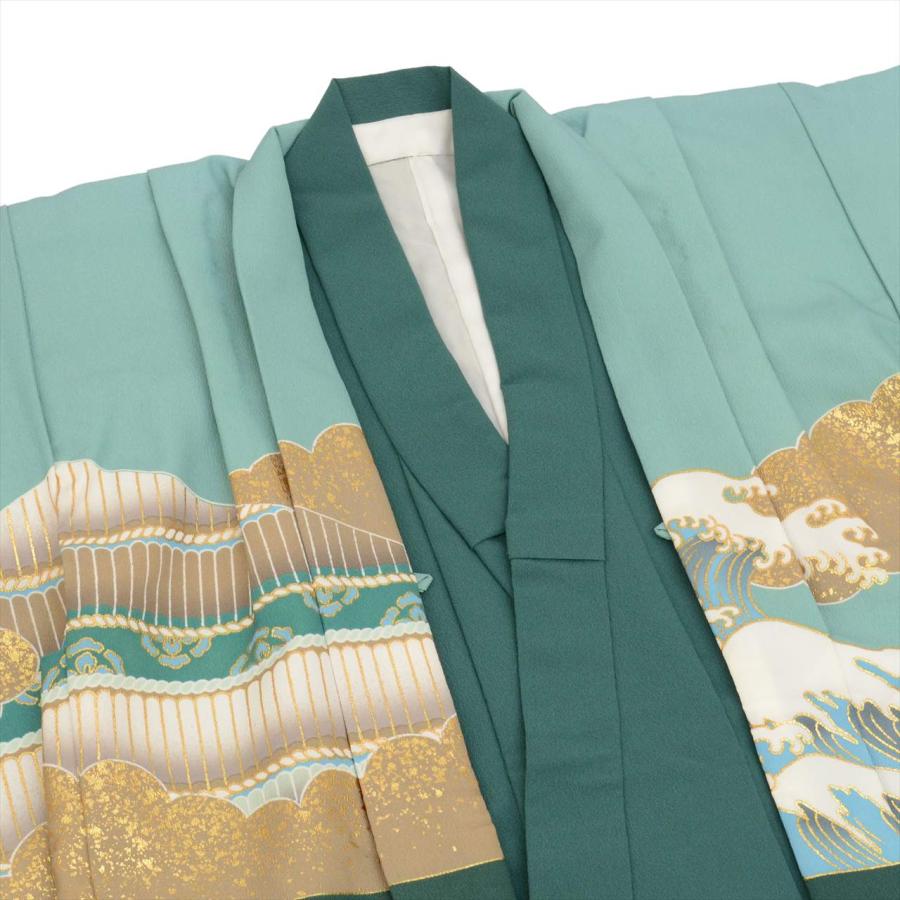 七五三 男の子 5歳 2点セット 化繊 着物 羽織 美品 仕立て上がり 身丈