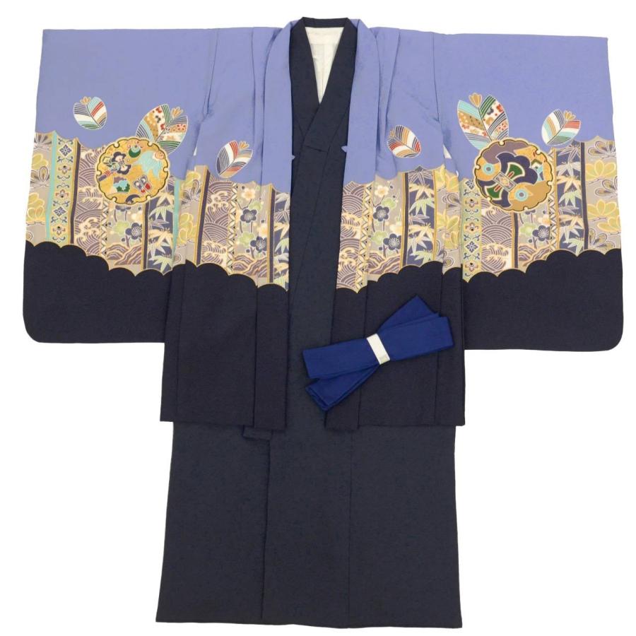 リサイクル 七五三 男の子 5歳 2点セット 化繊 着物 羽織 美品 仕立て