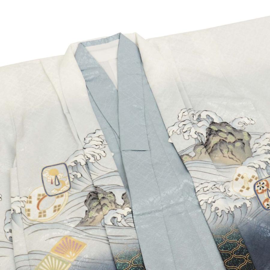 リサイクル 七五三 男の子 5歳 2点セット 化繊 着物 羽織 美品 仕立て