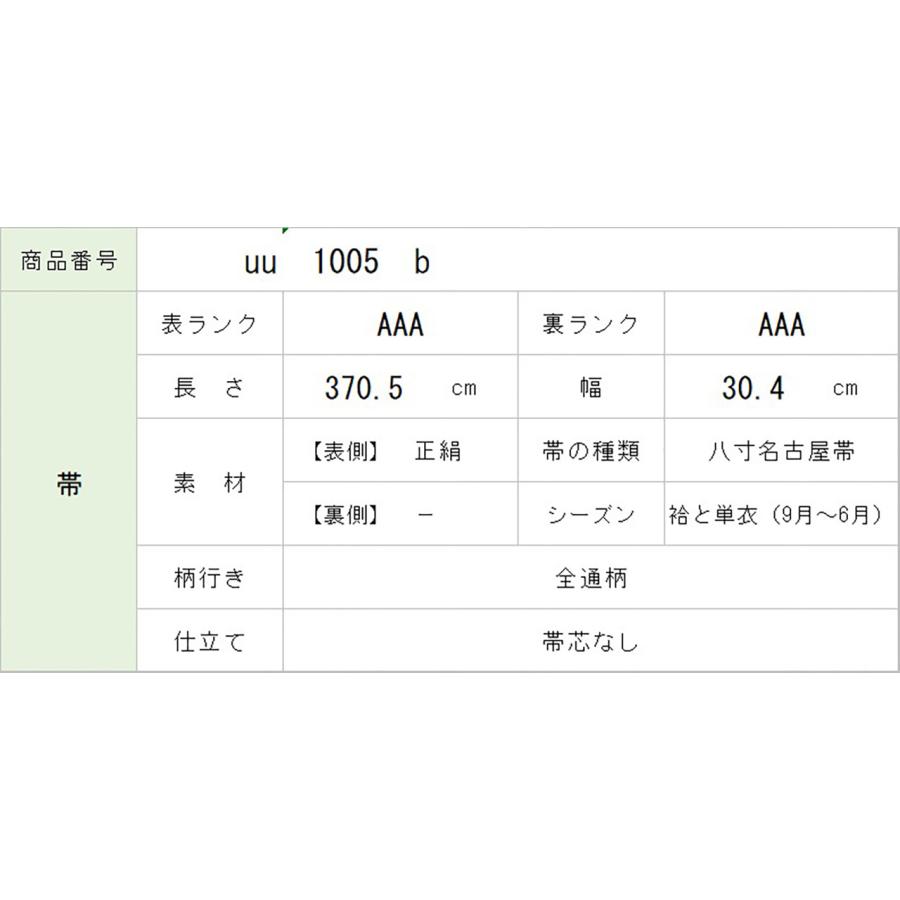 リサイクル 名古屋帯 本場黄八丈 八寸 美品 仕立て上がり 茶色系 格子文様 手織り 全通柄 証紙あり uu1005b_3