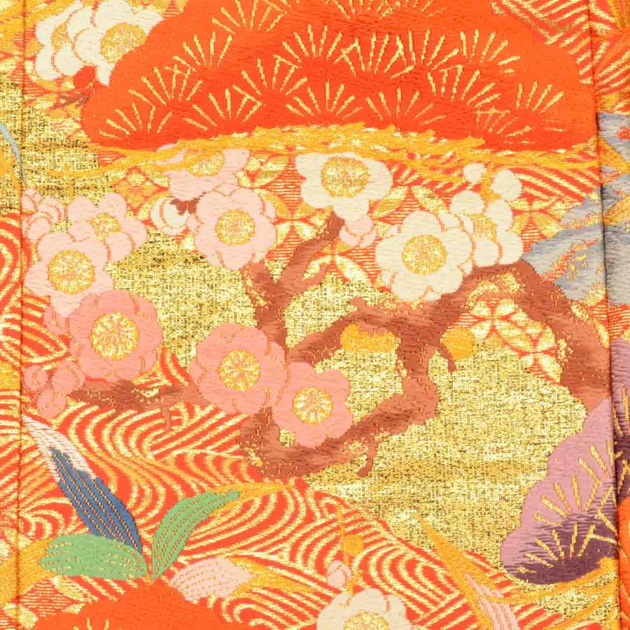 色打掛 リサイクル着物 花嫁衣装 正絹 裄65.5 身丈198 LL オレンジ色系