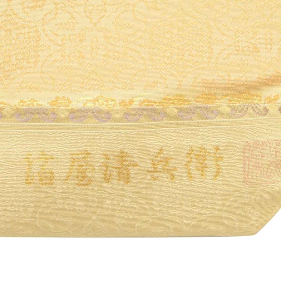 レディース 未使用品 色無地 地紋 縮緬 黄土色 菊 身丈163cm 裄丈68cm 