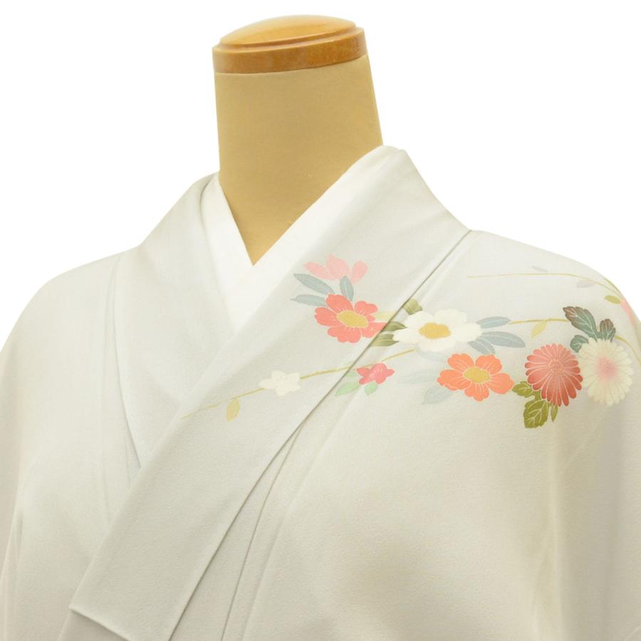 訪問着 身丈163.5cm 裄丈68cm 正絹 名品 【中古】 美品】 訪問着 身丈165cm 裄丈68cm L 薄物 絽 枝花 ぼかし 灰緑 正絹