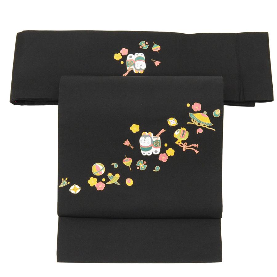 名古屋帯 リサイクル着物 正絹 お太鼓柄 金彩 特品 犬張子 宝尽くし