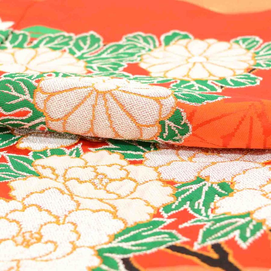 色打掛 リサイクル着物 花嫁衣装 正絹 裄65 身丈185 M 赤色系 四季花