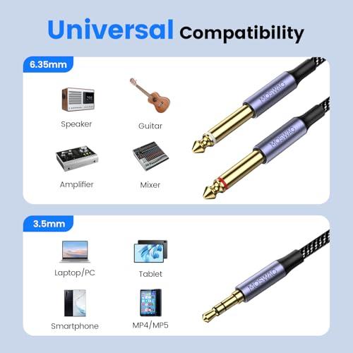 MOSWAG 3.5mm（1/8）TRS-双6.35 mm 1/4TSモノラルY型ケーブル
