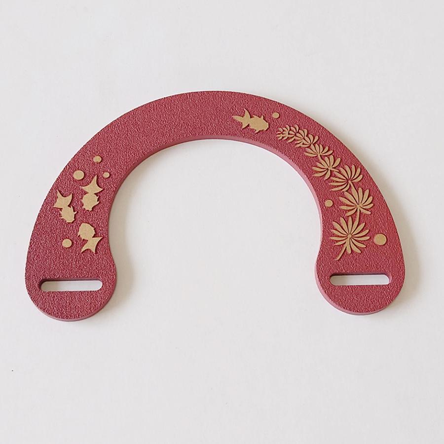 手作り材料　バッグ カバン 【持ち手（ハンドル）】 和柄 朱漆風 金魚　ゆかたバッグ 【hnd005】 |  | 02