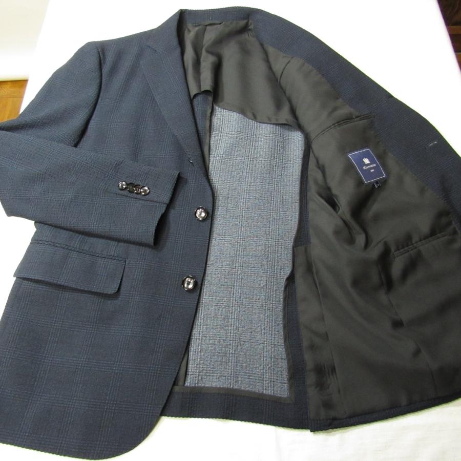 【美品】ボリオリ　シアサッカー　グレンチェック　Kジャケット　ネイビー 美品】ボリオリ シアサッカー グレンチェック Kジャケット ネイビー