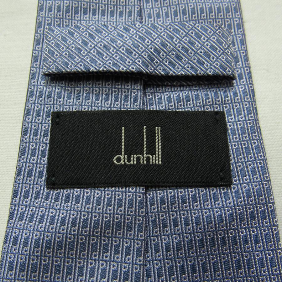 dunhill（ダンヒル） 新品同様 英国製 シルク ネクタイ シルバーブルー
