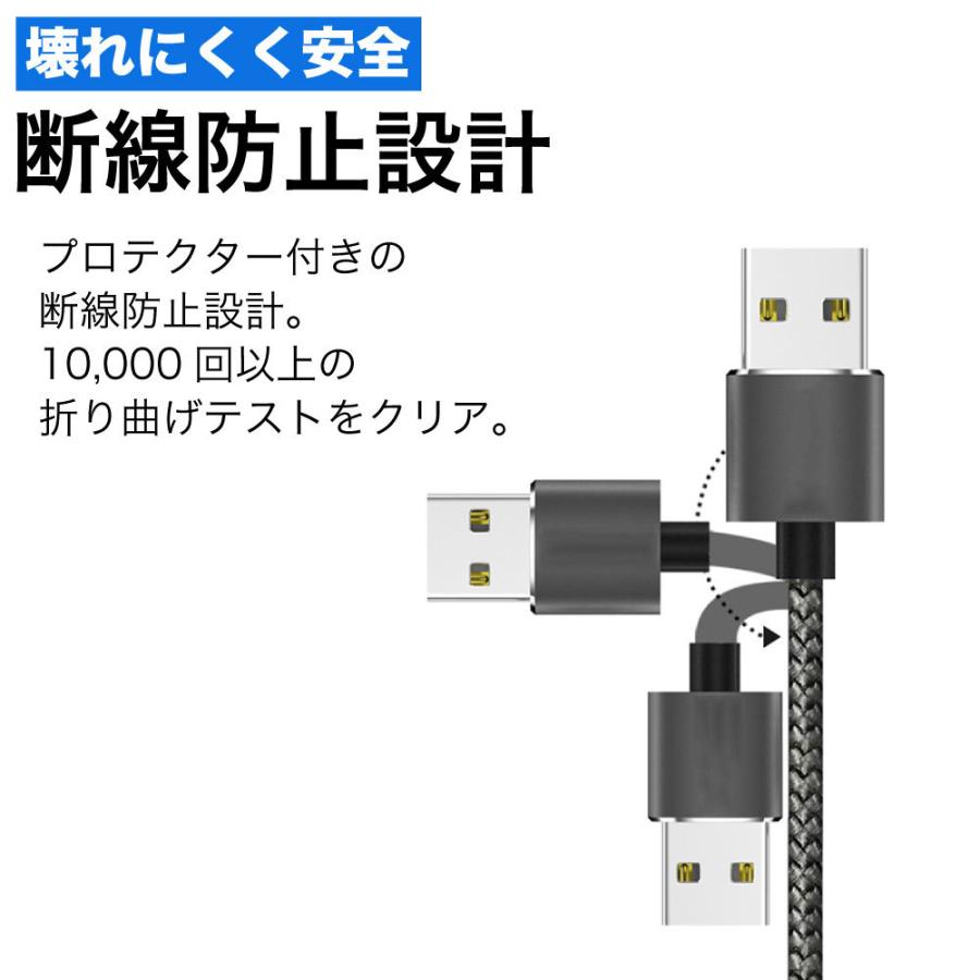 3in1 充電ケーブル usbケーブル 充電コード 1m iPhone ライトニングケーブル アップル Android microusb ケーブル type-cケーブル LED USB 急速充電 ☆｜hitsujyuhin-kobo｜05