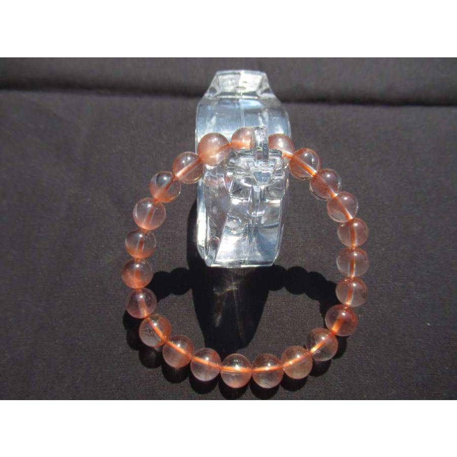 ミルキーレッドラビットヘアールチルクォーツ ブレスレット（透明