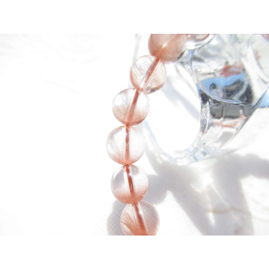 ミルキーレッドラビットヘアールチルクォーツ ブレスレット（透明