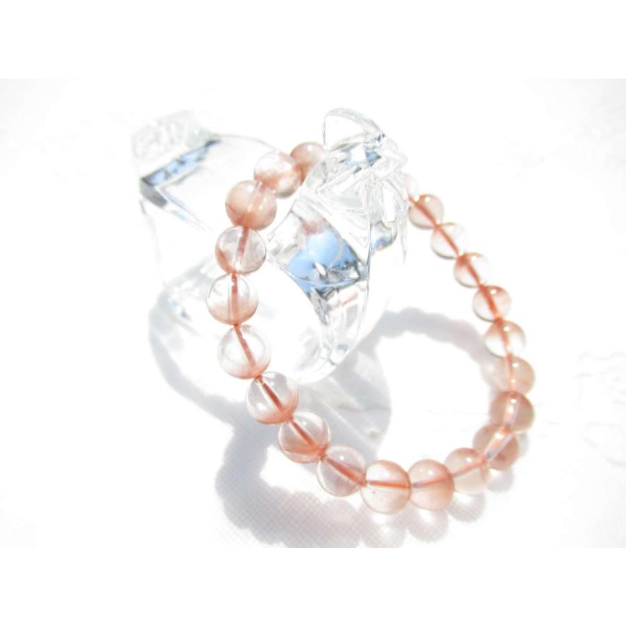 ミルキーレッドラビットヘアールチルクォーツ ブレスレット（透明