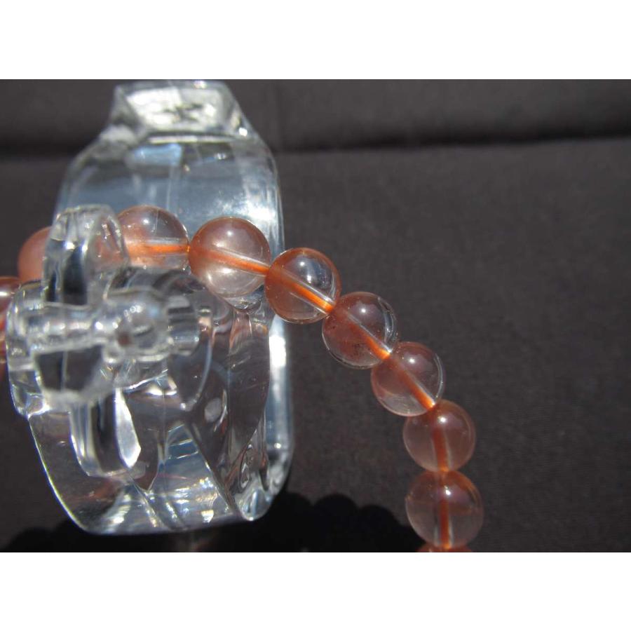 ミルキーレッドラビットヘアールチルクォーツ ブレスレット（透明