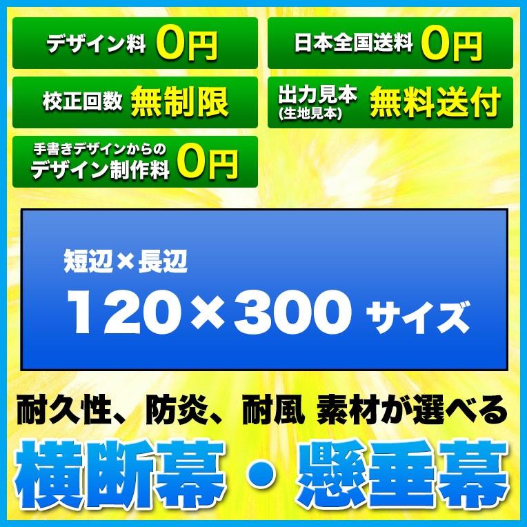 横断幕 懸垂幕 (サイズ：120×300cm)オリジナル 1枚から 全力対応 送料無料 デザイン作成無料 修正回数無制限 写真対応 イラスト対応 フルオーダー