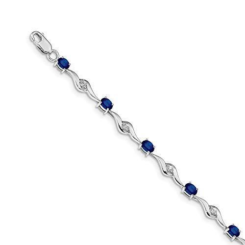 高い品質 海外限定 Solid 14k White Gold White Sapphire Blue September Gemstone And Sapphire Blue September Gemstone Gemstone Bracelet With Secur 高級感 Www Fedelatina Org