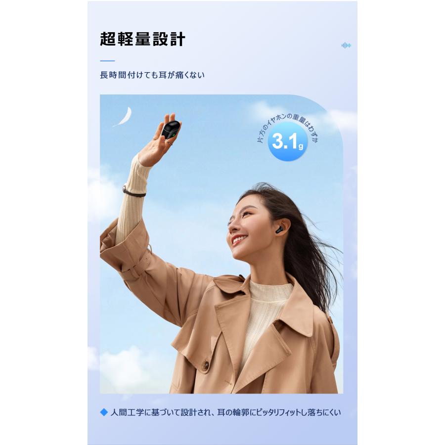 ワイヤレスイヤホン 小型 軽量 Bluetooth5.3 低遅延 瞬時接続 Hi