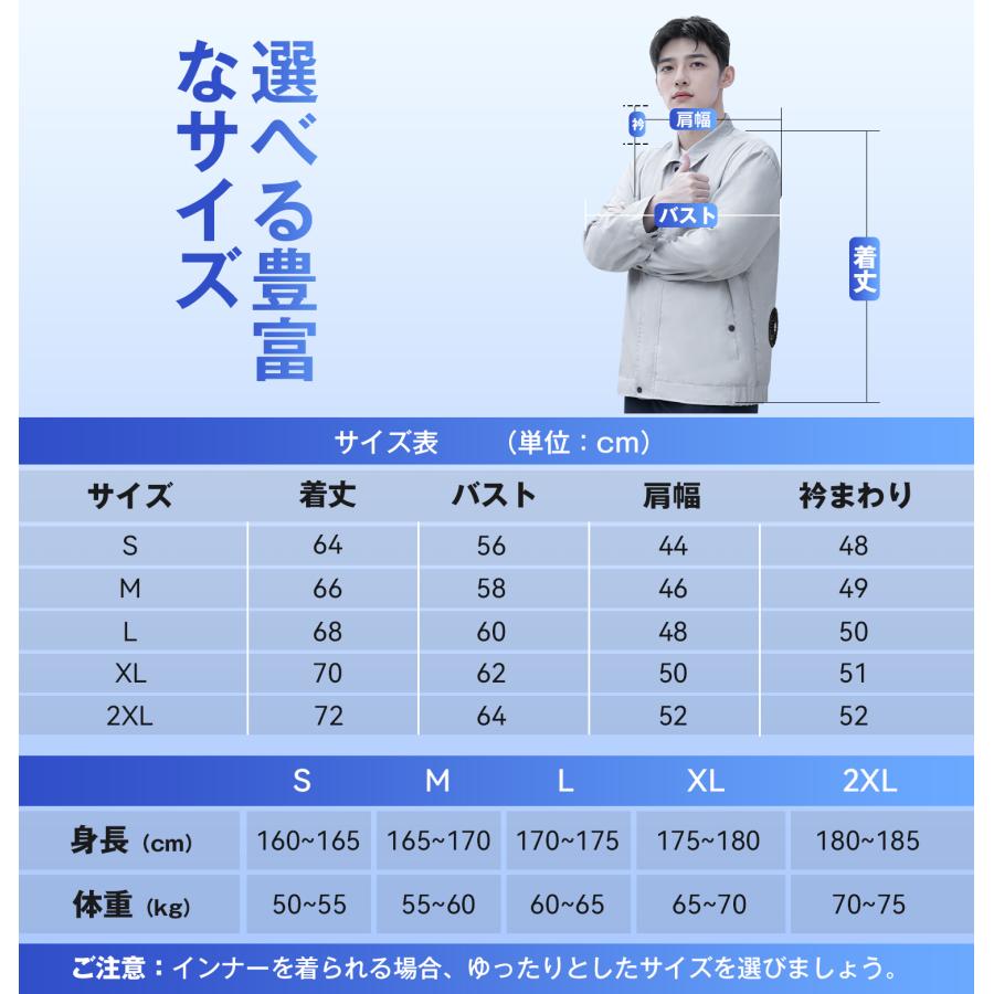 空調作業服 長袖 30000mAhバッテリー付き ファン付き 4段階風速 空調作業服 長袖 30000mAhバッテリー付き ファン付き 4段階風速