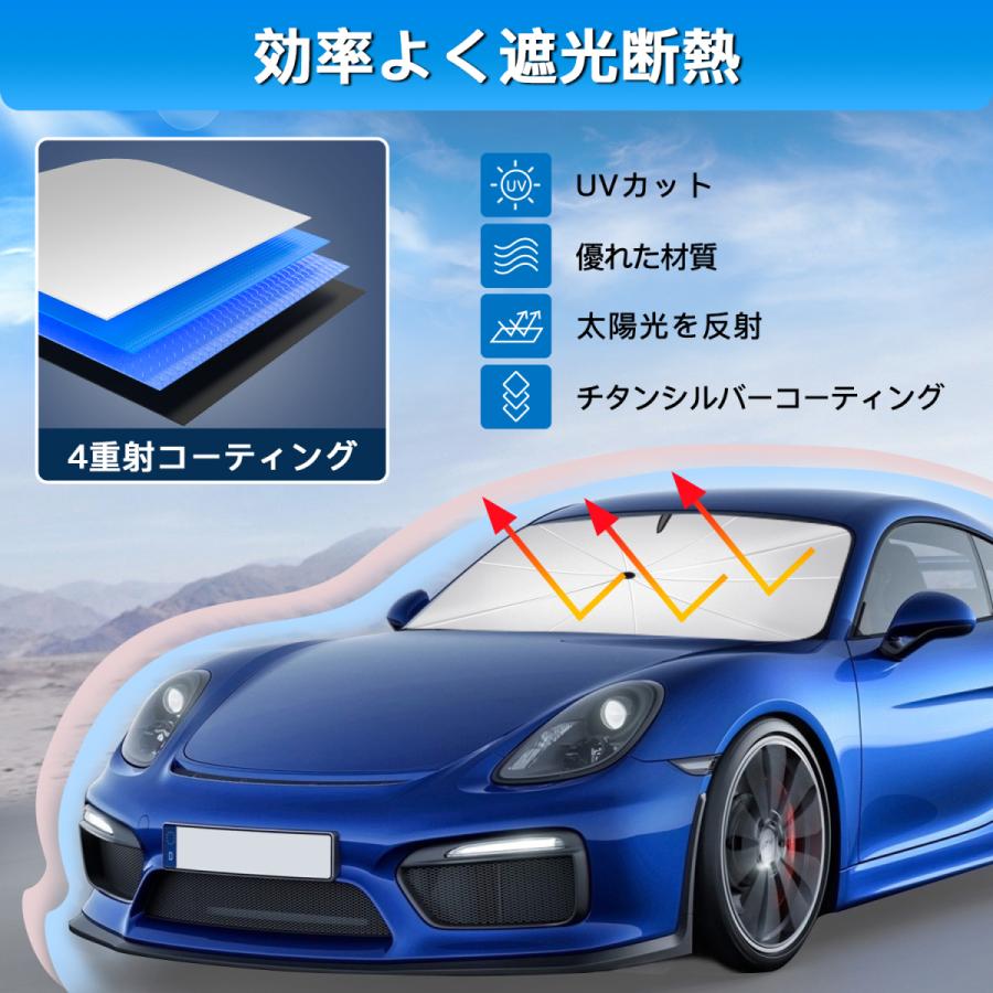 車用サンシェード 折り畳み式 サンシェード 車 傘型 Amison 車用フロントシェード 取り付き簡単 収納便利 遮熱 暑さ対策｜hiyori-shoji｜03