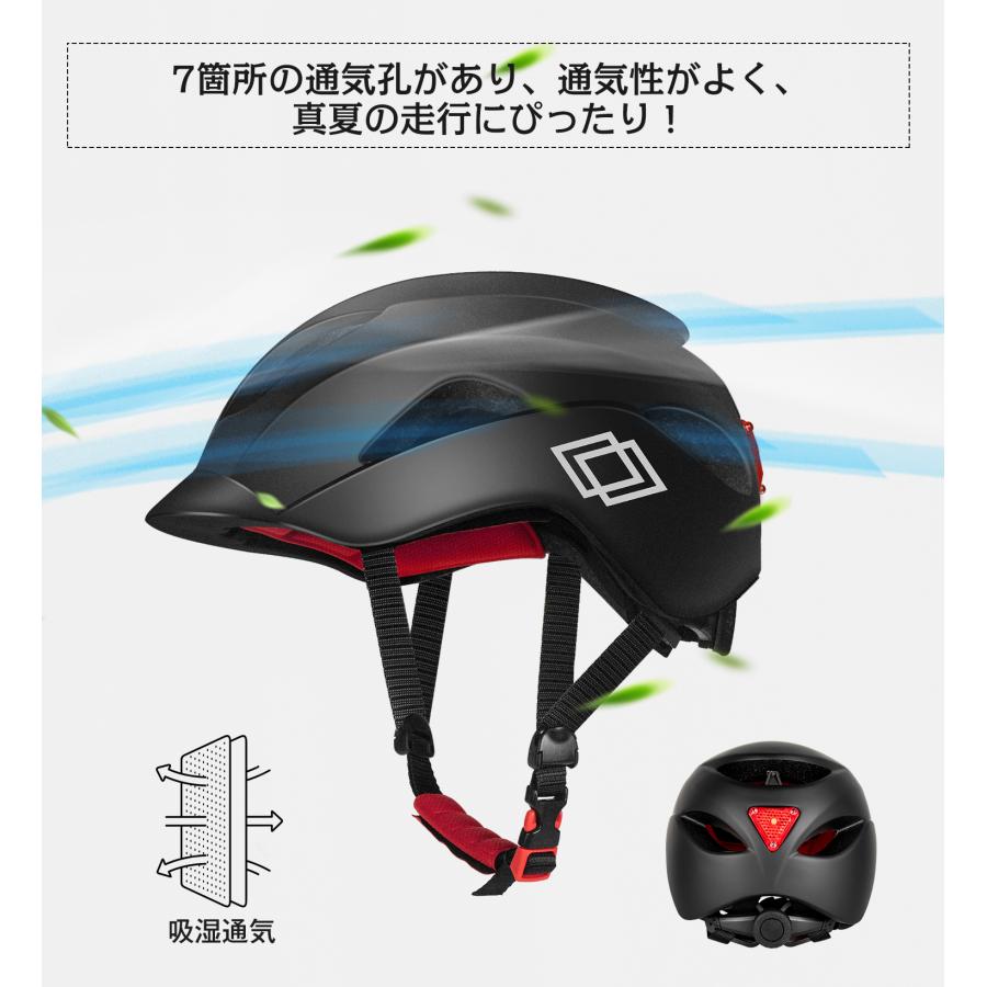 自転車ヘルメット 高通気性 超軽量 CE認証済 頭囲調整可能 マウンテンバイク ロードバイク テールライト付き 女性 男性 高校生 通勤 通学 アウトドア Mixiu｜hiyori-shoji｜07