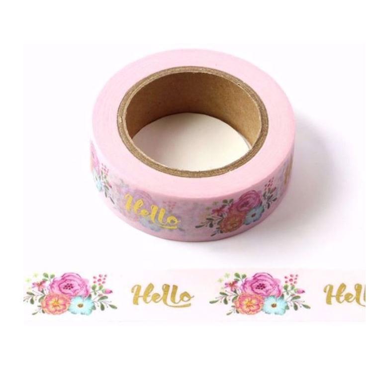 花 金色文字 Hello 入り マスキングテープ 15mm 10m 輸入品 日付シール専門店 アウトレット 通販 Yahoo ショッピング