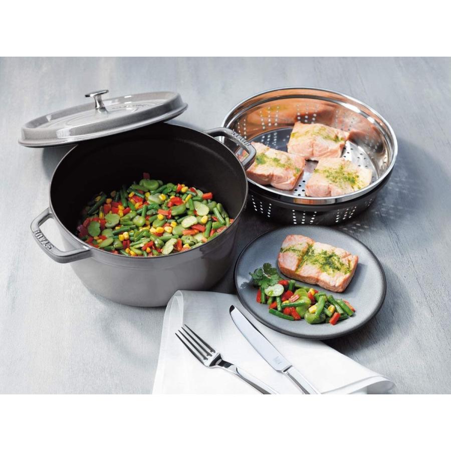 送料込 Staub ストウブ ピコ ココット ラウンド グレー 26cm スチーマーセット 大きい 両手 鋳物 ホーロー 鍋 Ih対応 日 60 Off Www Aproniaperu Com