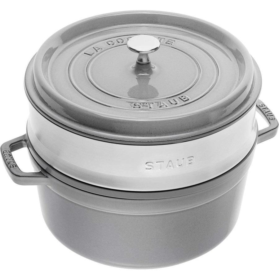 送料込 Staub ストウブ ピコ ココット ラウンド グレー 26cm スチーマーセット 大きい 両手 鋳物 ホーロー 鍋 Ih対応 日 60 Off Www Aproniaperu Com