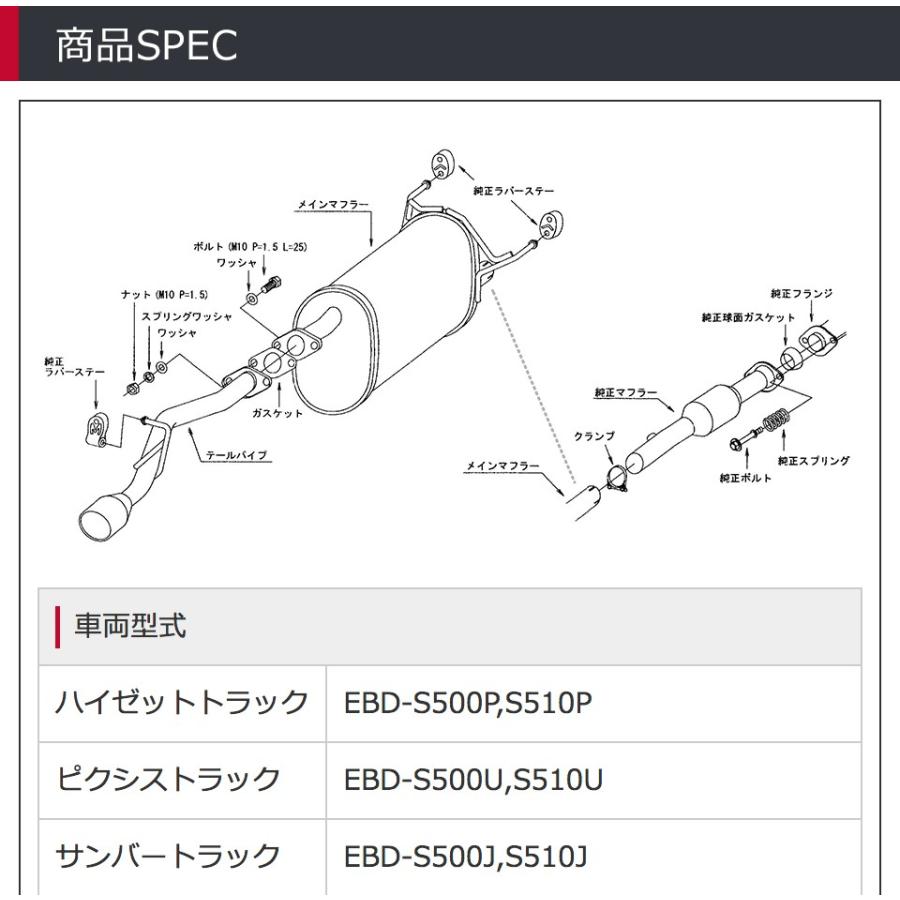 送料無料！代引不可 Spiegel レベルサウンド304 車検対応 軽トラック専用 マフラー 【HKMD001-007】｜hkbsports｜09