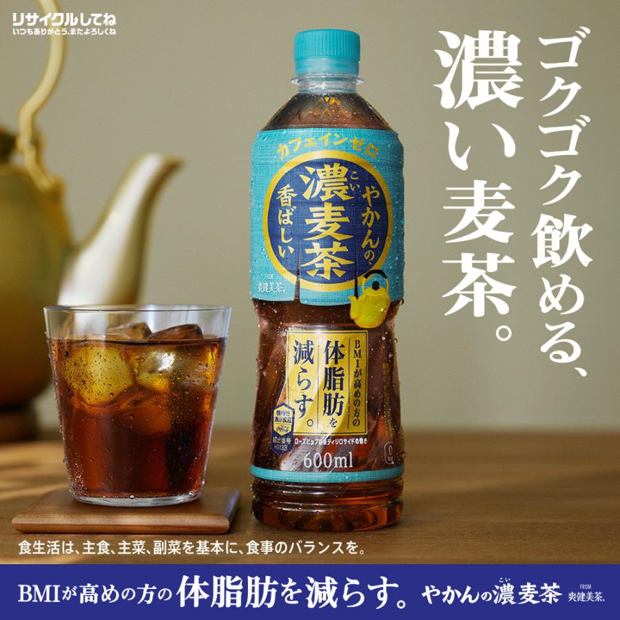 ●エントリーでP11％付与● お茶 ペットボトル 麦茶 ノンカフェイン やかんの濃麦茶 from爽健美茶 600mlPET×48本 送料無料｜hkbussan｜02