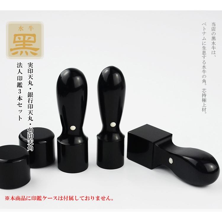 黒水牛3本セット・法人印鑑・会社印鑑・代表者印・銀行之印・角印 実印