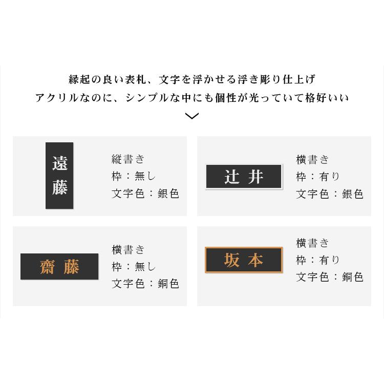 表札 アパート 表札激安 マンション表札 縦書 浮き彫り ナチュラル おしゃれ ネームプレート 玄関 アパート フォント8種 新築祝い アクリル表札 浮き彫り Plate Acr Fg ハンコチョイス 通販 Yahoo ショッピング