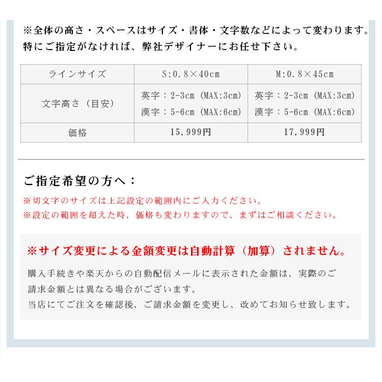 戸建 金属表札 マンション表札 おしゃれ 玄関 アパート 切文字+ライン 漢字タイプ 書体14種 切文字表札0.8×40cm【切文字+ライン カラフル・ステンレス表札】｜hkcs｜07